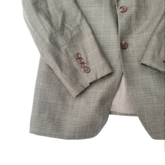 Lauren Ralph Lauren Brown Tan Silk Wool Houndstooth Blazer Jacket Sport Coat 44L - Picture 8 of 11